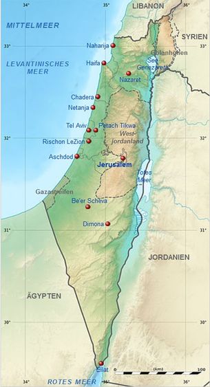 Israel und Palästina heute (Quelle: Wikipedia.de)
